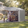 thumbnail image 3 of Homall Outdoor Storage Shed 5x7x5.5 ft Metal Carport with Durable Oxford Fabric Cover and Roll-Up Zipper Door, Water-Resistant Outdoor Storage shelter for Bike, Motorcycle, Garden Tools, Silver, 3 of 7