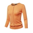 thumbnail image 1 of FashionOutfit Women's Solid Crew Neck Button Down 3/4 Sleeves Knit Cardigan, 1 of 1