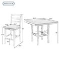 thumbnail image 3 of 5-Piece Wooden Counter Height Dining Set with Padded Chairs and Storage Shelving, Espresso, 3 of 10