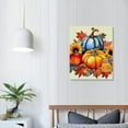 thumbnail image 3 of COMIO Fall Canvas Wall Art, Vintage Autumn Orange Blue Pumpkin Picture, Retro Farmhouse Fall Prints Poster, Rustic Autumn Harvest Thanksgiving Decor Sunflower Mushroom Painting 16x20in, 3 of 4