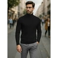 thumbnail image 2 of URBAN BUCK Men Turtleneck Long Sleeve Slim Fit Shirt - Ultra Soft Cotton Premium Winter Sweater - Warm Pullover Fitted Sweatshirt Kyle Black (S), 2 of 7