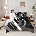 thumbnail image 4 of Homewish Geometric Stripes Full Size Comforter Sets 3-Piece for Teens Boys Girls,Abstract Lines Bedding Comforter Set,Vintage Aesthetic Lightweight Bedding Sets,Lightweight Room Decor,Reversible, 4 of 8
