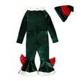 thumbnail image 4 of Elf Kids Outfit Long Sleeve Fleece Romper Flare Jumpsuit Hat Set Christmas Baby Boy Outfit Party Dress Up 3-4 Years, 4 of 9