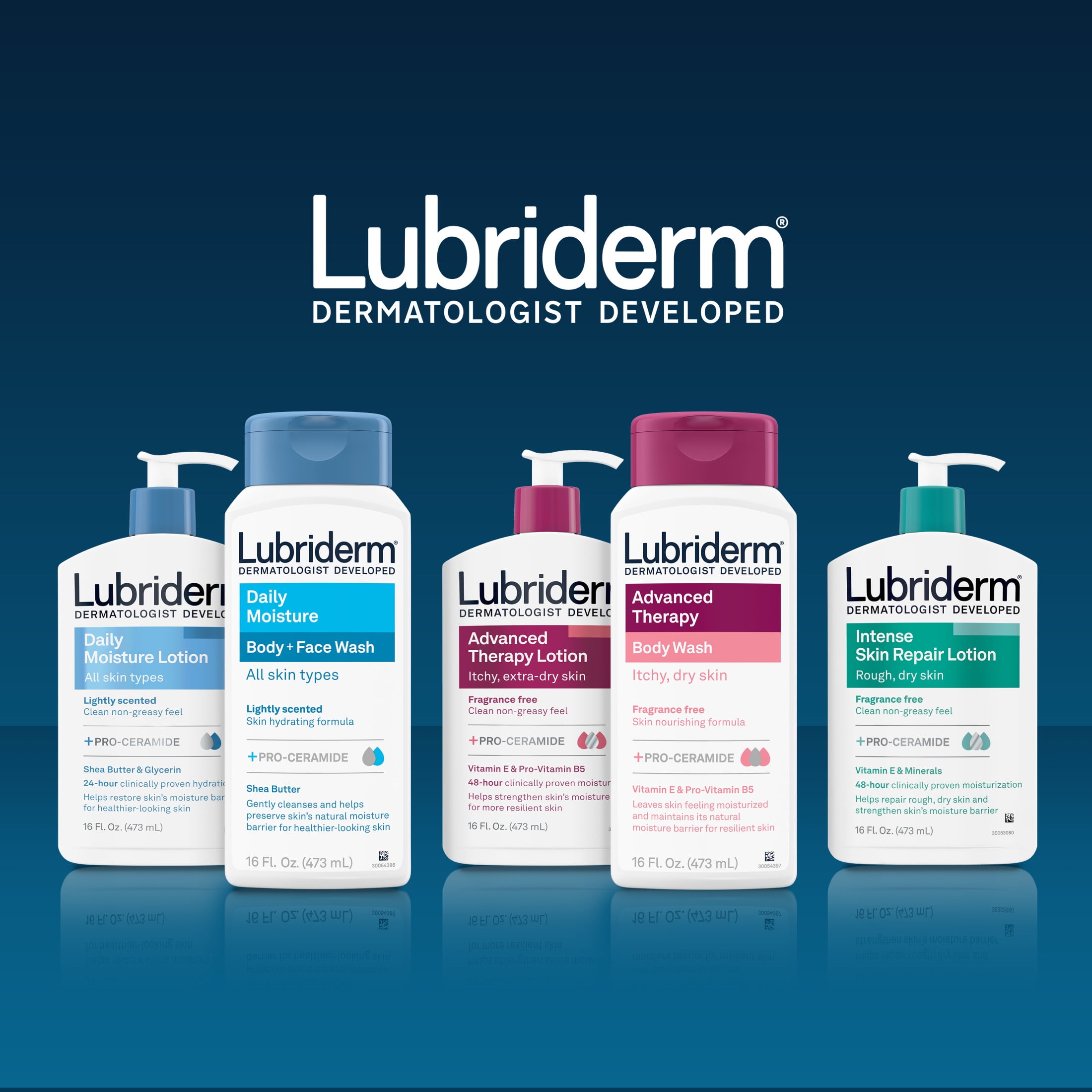 Lubriderm Advanced Therapy Unscented Body Wash, Vitamin E, 16 fl. oz