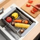 thumbnail image 4 of Escurridor de platos ajustable, fregadero de acero inoxidable, escurridor de platos, escurridor de frutas y verduras, vajilla de cocina, escurridor, estante de almacenamiento, 4 of 5