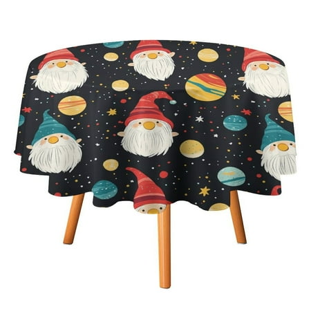 

JINGDS Cute Gnomes Tiny Planets-52 Round Table Cloth Halloween Tablecloth Thanksgiving Day Table Cloth Round Cover Circle Tablecloth for Halloween Thanksgiving Fall Party