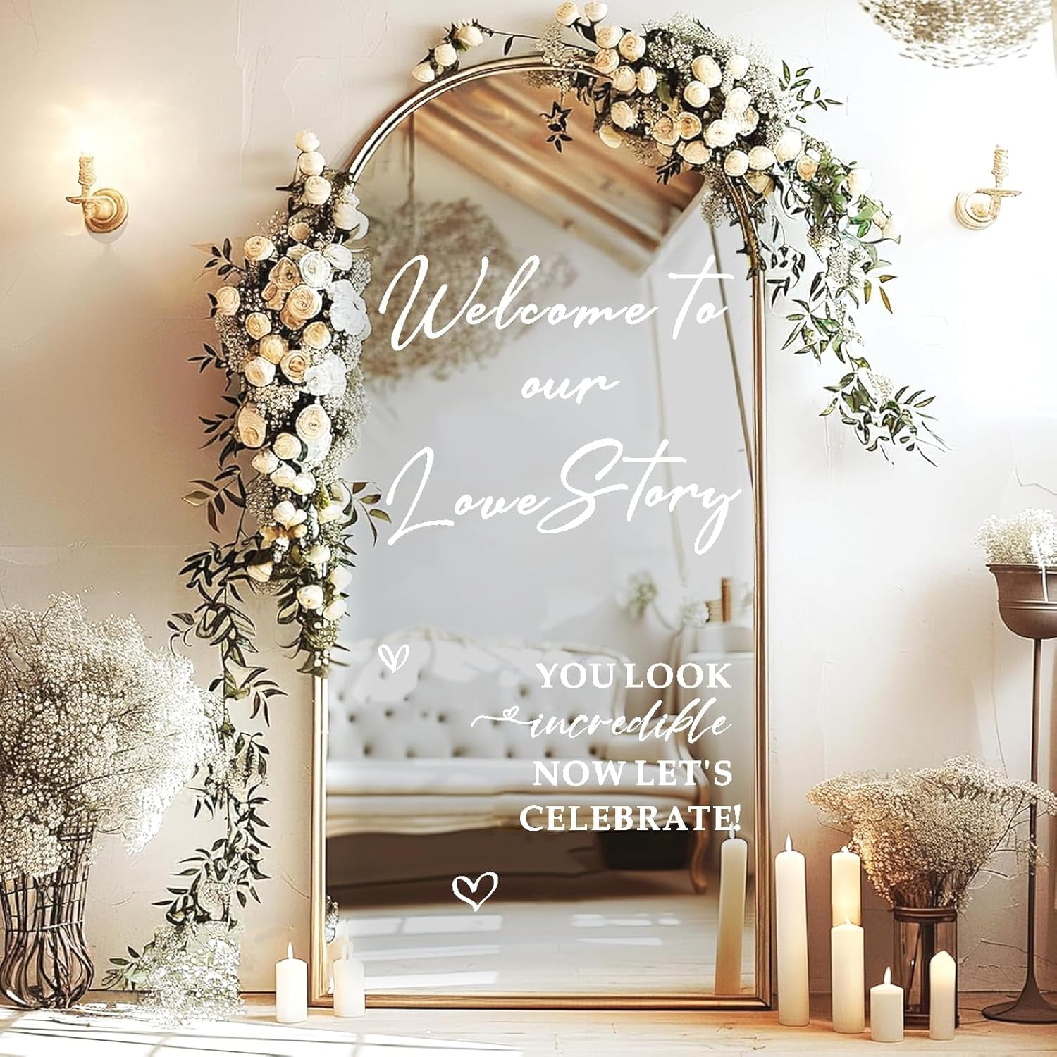 Wedding Welcome Signs Wedding Stickers for Mirror Glass Welcome to Our Weddings Vinyl Lettering Decal Signs Removable Our Love Story Signs Decals Marriage Signage Mr and Mrs Decal Reception Supplies