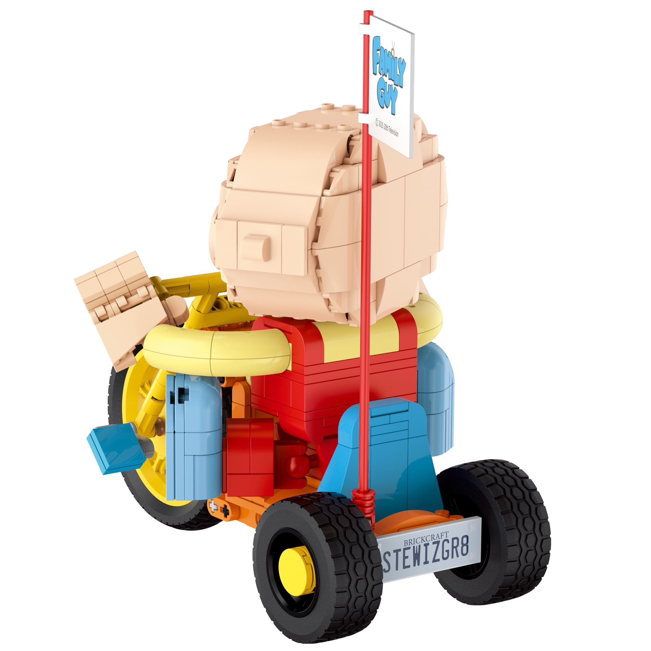Brickcraft Family Guy Stewie on Trike Building Kit (429-Plastic Piece Set), Family Guy Collectible, TV Show Memorabilia, Gift For Fans Ages 8+