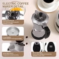 thumbnail image 4 of Aluminum Electric Moka Pot 5-6 Cup 270ml Express Coffee Maker Stovetop Espresso Portable Coffeemaker Italian Classic Brewing Greca Cafe Mocha With Removable Base And Overheating Protection Machine, 4 of 9