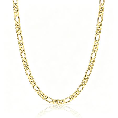 DESIGNICE 5.5Mm 7Mm Figaro Chain 14K Gold Plated Chain Necklace for Men Stainless Steel Sturdy Mens Chains Necklace 16 18 20 22 24 26 Mens Gold Chain