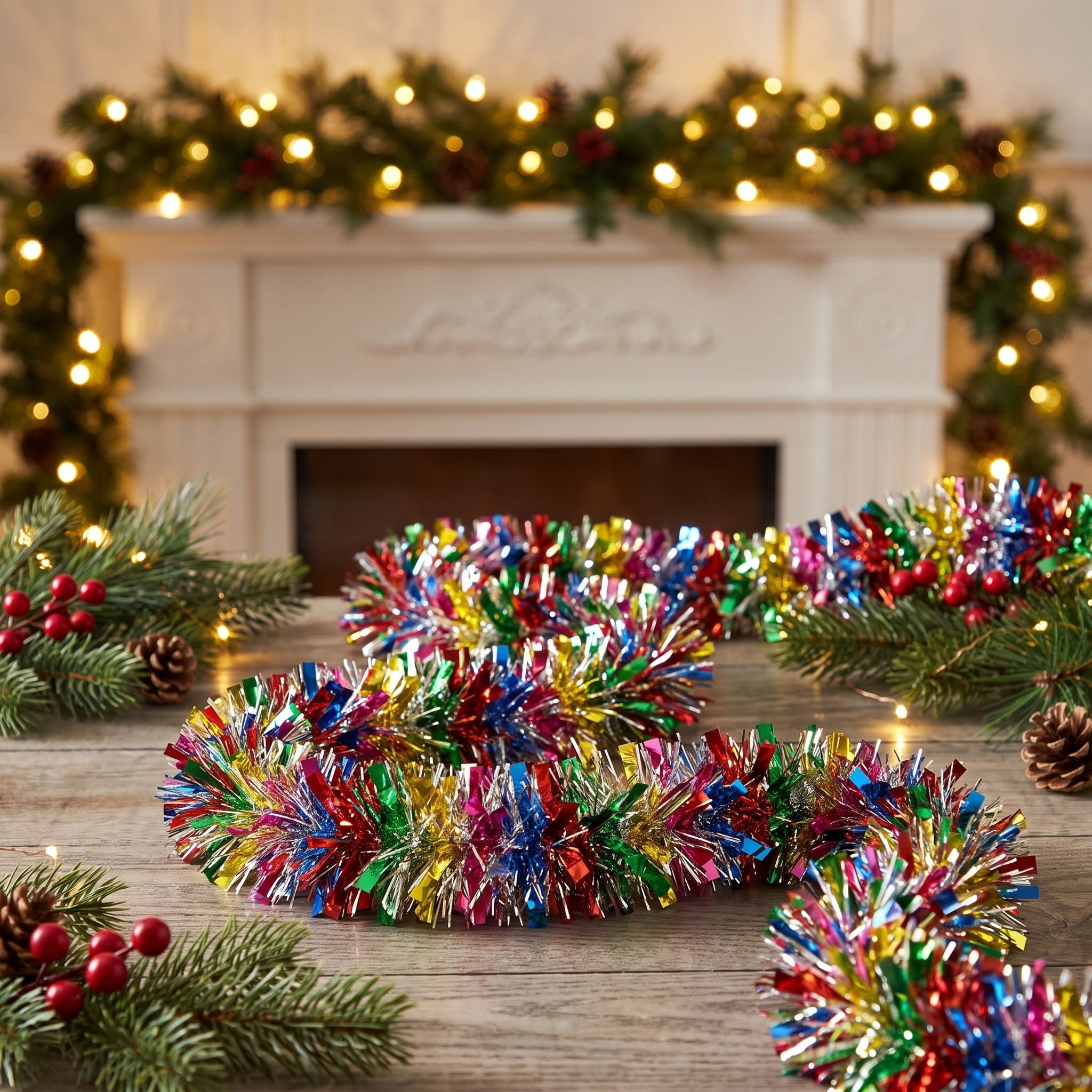 Tinsel Christmas Garland, Multicolor, 12', by Holiday Time