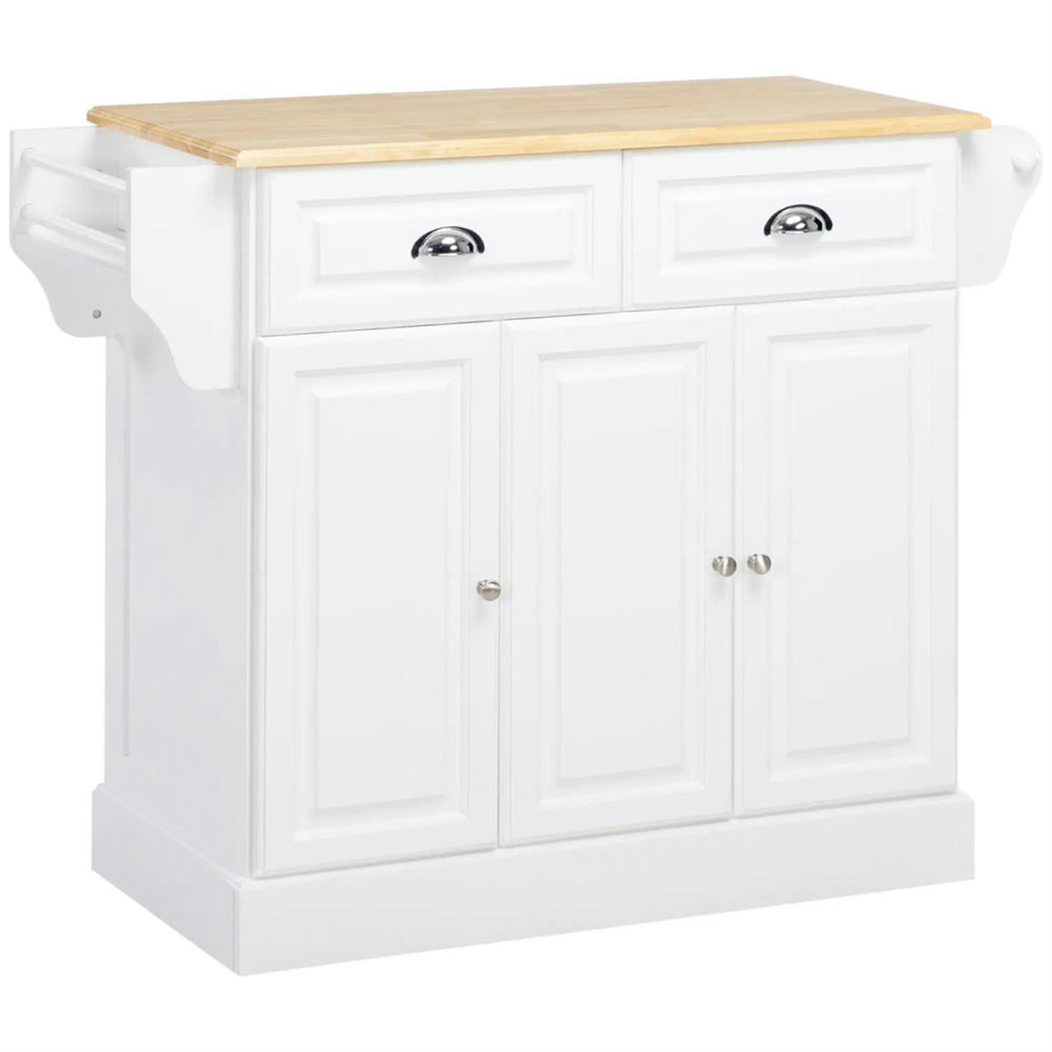 Demi Bonn 3 Tier Kitchen Island Cart on Wheels, Rolling Dining Room Serving Utility Carts Mobile Movable with Drawers for Dining Room, White