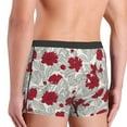 thumbnail image 3 of KLL Leaves And Anemone Flowers In Red Grey Men's Cotton Boxer Briefs Underwear-Small, 3 of 8