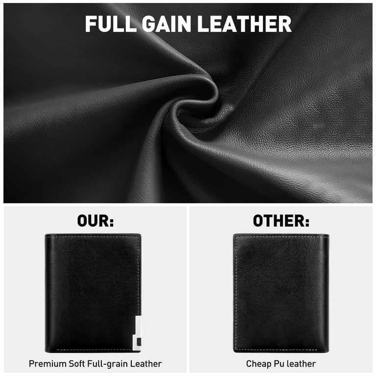 Cshidworld Bifold Leather Wallet for Men, Black photo 4