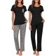 thumbnail image 2 of Ekouaer 2 Pack Womens Pajama Sets Short Sleeve with Long Pajama Pant Set Soft Sleepwear Printed Pj Lounge Sets with Pockets, 2 of 5