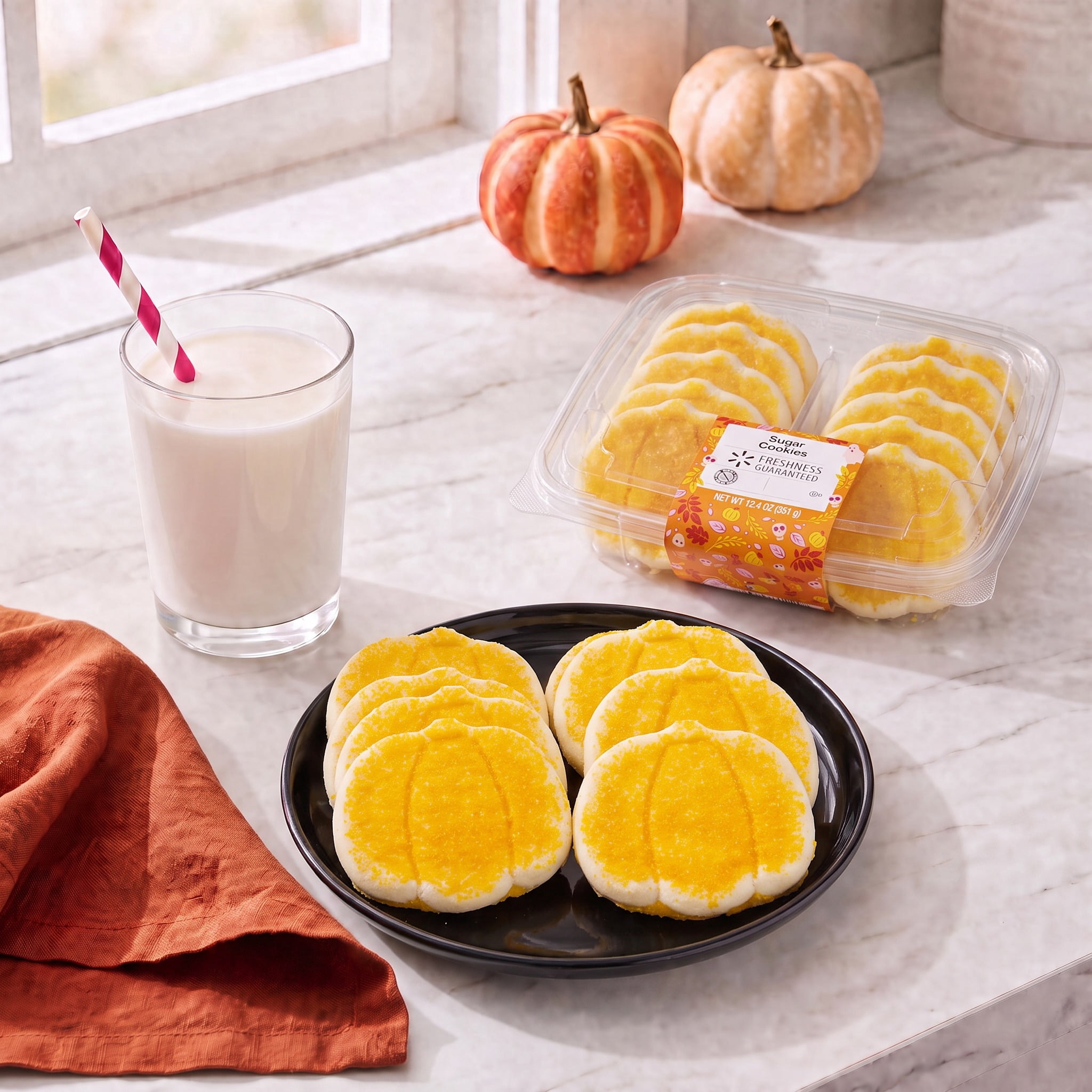 Freshness Guaranteed Pumpkin Shaped Harvest Sugar Cookies, 12.4 oz, 10 Count