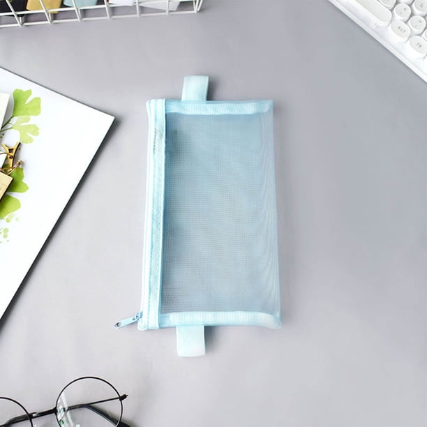 Estuche de malla para bolígrafos y lápices | Bolsa de malla transparente para artículos de papelería | Estuche con cremallera para organizar bolígrafos y útiles escolares