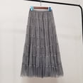 thumbnail image 4 of DHFJKG Layered Long Skirts For Women High Waist Flowy Mesh Party Dress Flared Ruffled Hem Solid Color Stylish Skirt, 4 of 4