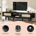 thumbnail image 5 of GetYes Rattan TV Stand for up to 65 inch TV with Sliding Doors for Living Room, 59 inch, Black, 5 of 8