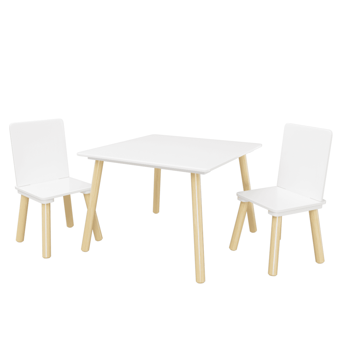 3-in-1 Kids Table and Chair Set, Modern Wooden Activity Play Table Set with 2 Chairs, Toddler Craft Desk for Drawing, Painting, Home, Playroom, Children's Gift, White