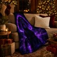 thumbnail image 3 of Black Panther in Purple Energy Ring, Mystical Fantasy Style for Wildlife Lovers, Neon Jungle Spirit Scene and Birthday Gift, Cozy Flannel Blanket for Bedroom and Game Room, Home Decor, 3 of 8
