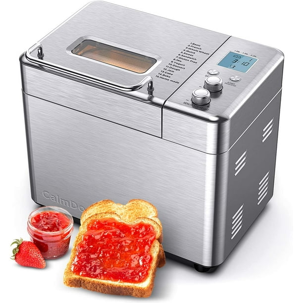CalmDo Bread Machine, 2.2LB Stainless Steel Bread Maker with Automatic