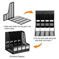 thumbnail image 4 of Unique Bargains Magazine File Holder, PP Plastic Vertical 4 Compartment Desktop Book Newspaper Notebook Storage Rack, Black, 4 of 4