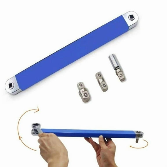 Offset Ratchet Extension Wrench Set, 1/2", 1/4", and 3/8" Sockets, Professional Mechanical Tool for Tight Spaces