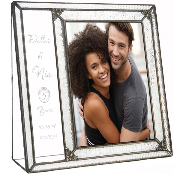 Anniversary Picture Frame Personalized Engraved Glass Keepsake Photo Couple Multiple Sizes J Devlin Pic 393 Series (5x7 vertical)