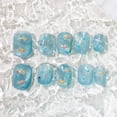 thumbnail image 3 of Uñas Postizas Sun&Beam Hechas a Mano Cortas Squoval Azules con Diseño de Dibujos Animados, 3 of 6
