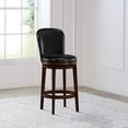 thumbnail image 3 of Bowery Hill 30.5" Transitional Wood/Faux Leather Swivel Bar Stool in Chestnut, 3 of 9