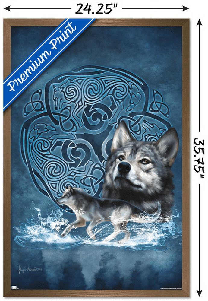 Brigid Ashwood - Celtic Wolf Wall Poster, 22.375" x 34", Framed