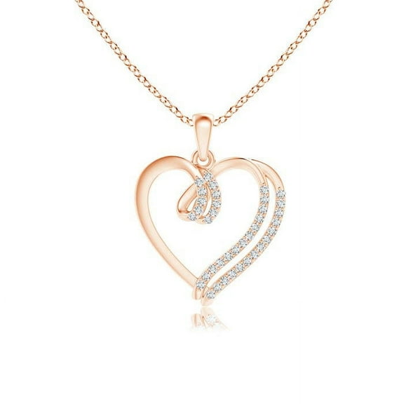 ANGARA Natural Diamond Double Layered Heart Dangle Pendant in 14K Rose Gold for Women (Size-0.9mm| Color-G| Clarity-VS2) | Anniversary, Jewelry Gift for Women | Natural Diamond Necklace