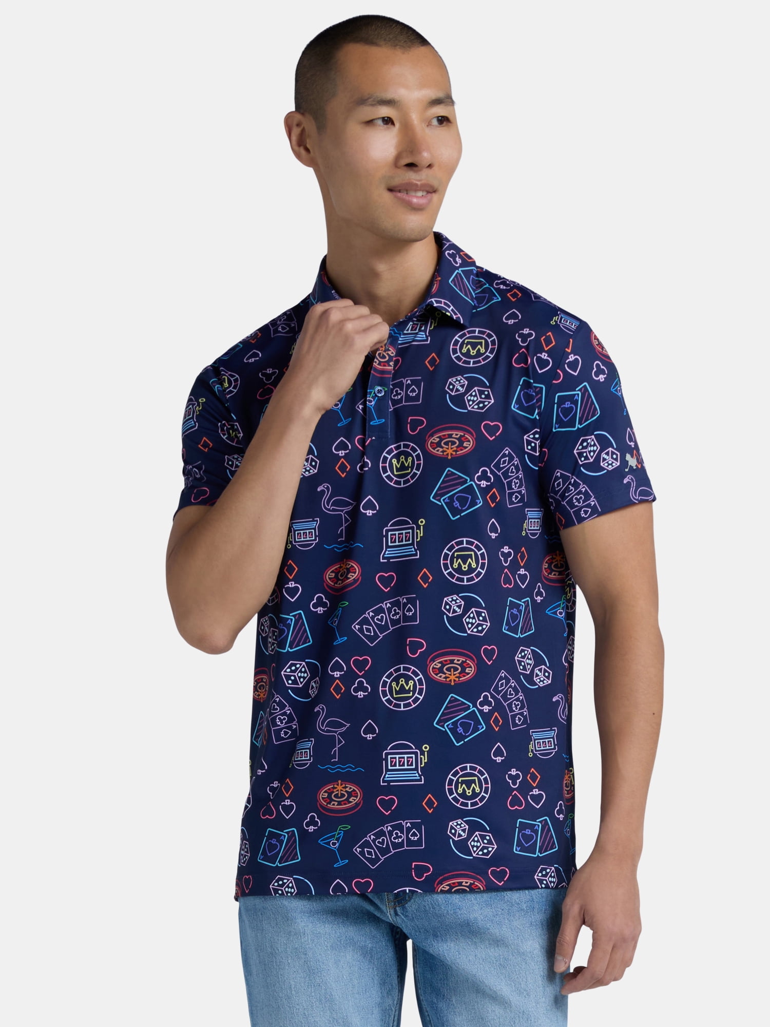 Birdie Bound Men's Novelty Print Golf Polo Shirt, Sizes S-3XL