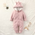 thumbnail image 2 of Toddler Baby Boys Girls Solid Jumpsuit Cute Rabbit Ears Winter Thick Warm Romper Newborn Infant Cotton Long Sleeve Jackets Pink 3-6 Months, 2 of 7