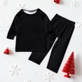 thumbnail image 1 of Moda Navidad Niño Color Sólido Blusa Pantalones Ropa Familiar Pijamas Niño Poliéster Tops Pantalones, 1 of 5