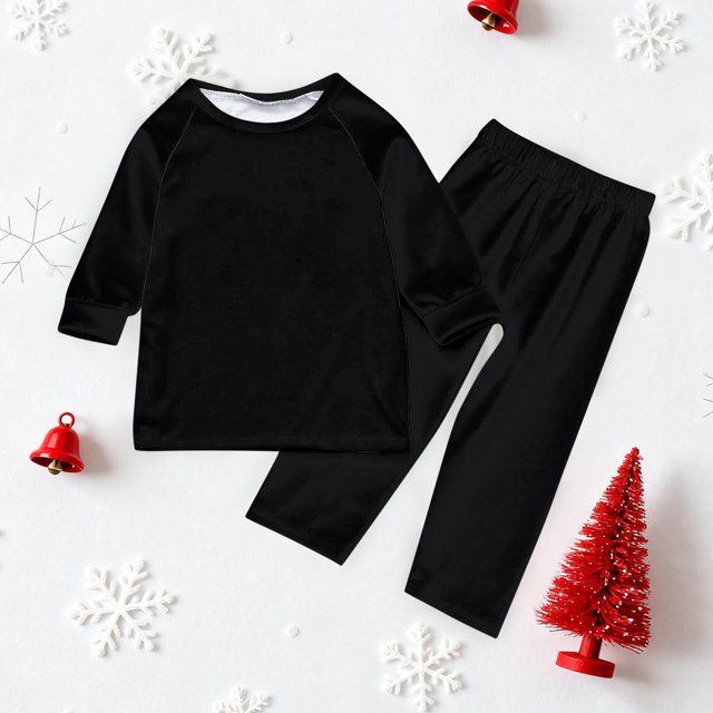 Moda Navidad Niño Color Sólido Blusa Pantalones Ropa Familiar Pijamas Niño Poliéster Tops Pantalones