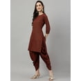 thumbnail image 5 of Janasya Indian Women's Brown Crepe Foil Print Kurta with Dhoti Pant, 5 of 9