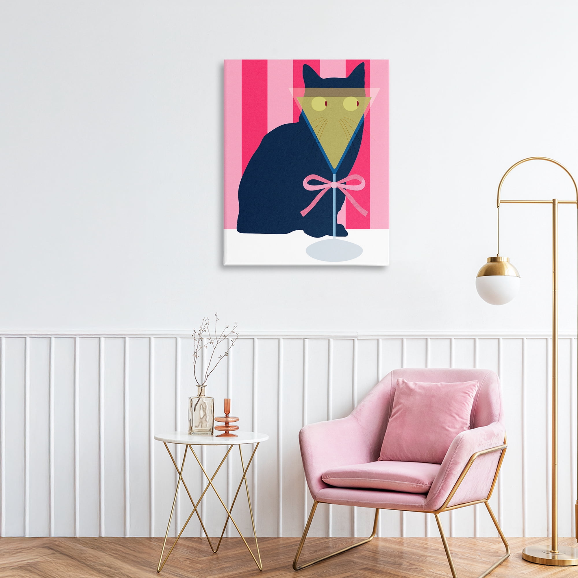 Stupell Industries Playful Striped Cat with Martini Canvas Wall Art, design by Lil' Rue