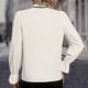 thumbnail image 3 of Camisa de manga larga con volantes para mujer: color liso, poliéster/spandex, estilo informal y elegante., 3 of 8