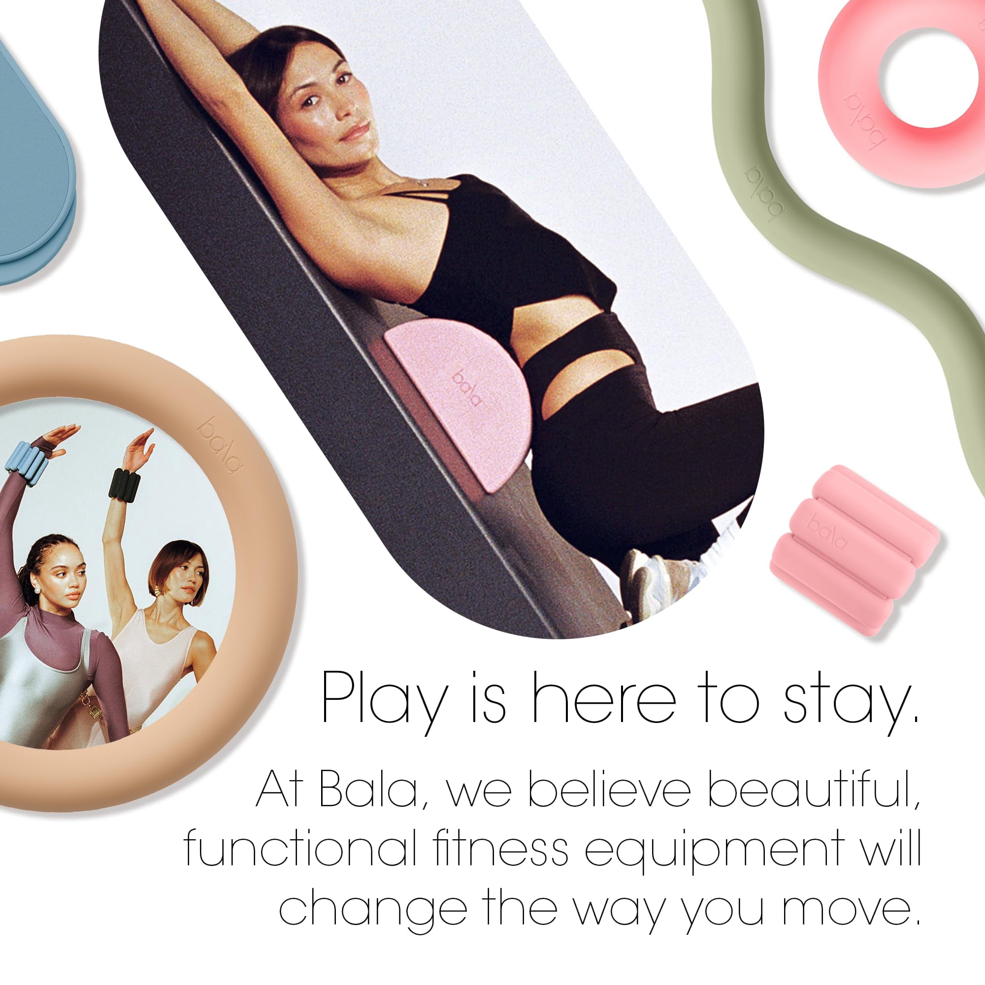 Bala Balance Blocks 2 Pack, Yoga Blocks for Working Out, (Sea) - Semi-Circular Yoga Accessories