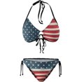 thumbnail image 3 of NICKSUN Women Plus Size Halter Padded Top Tie Side Bottom Bikini Set American Flag Two Piece Bathing Suits, 3 of 6
