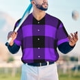 thumbnail image 6 of Balery Purple Buffalo Plaid Baseball Jersey for Men Casual Button Down Shirts Short Sleeve Active Team Sports Uniform-Large, 6 of 9