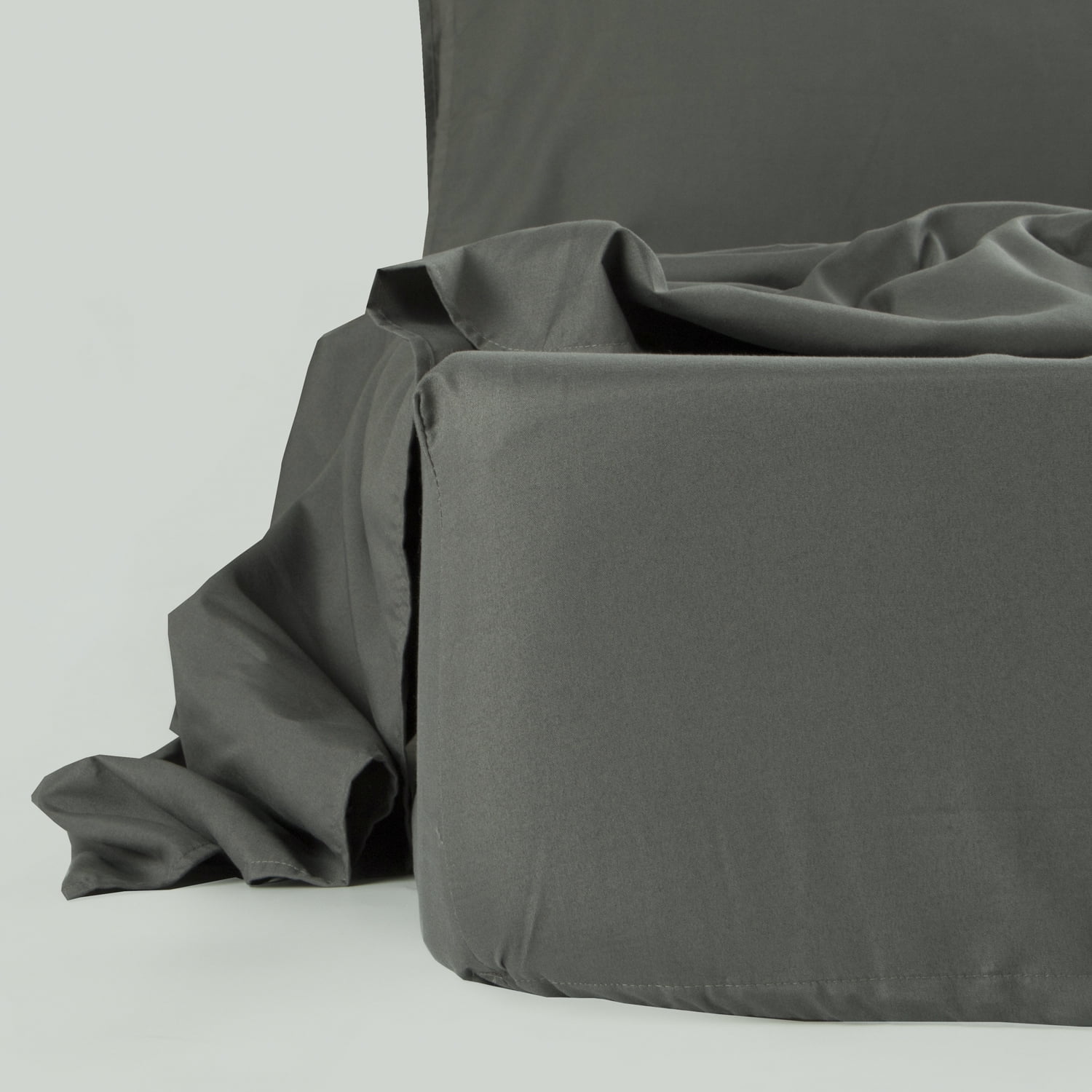 Flxxie Microfiber Toddler Sheet Set, Soft Crib Fitted Sheet Flat Sheet and Envelope Pillowcase, Baby Bedding Sheet & Pillowcase Sets, Dark Gray, 3 Piece
