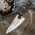 thumbnail image 4 of Forged Butcher Knife with Hole 5.5 inch Full Tang Meat Cleaver with Sheath Kitchen Knives High Carbon Steel Chef Chopping Boning Cooking BBQ Knife, 4 of 8