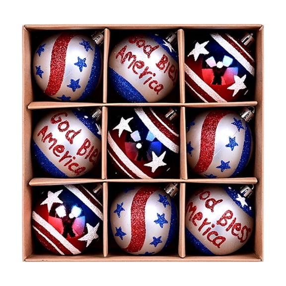 Red White Blue Decorative Balls Set Independence Day Hanging Tree Ornaments for Christmas Tree Wreath Garland Home Party Decor Holiday Decoration Supplies for Memorial