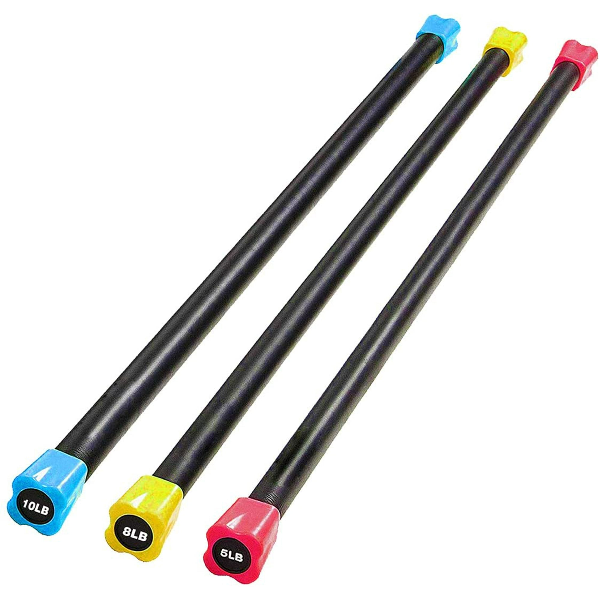 Stanz TM Workout Bar Weight Bar 5LB 8LB 10LB Combo Set Multiple Weights Padded Weighted Bars Body Toning Exercise Bar Strength Condition