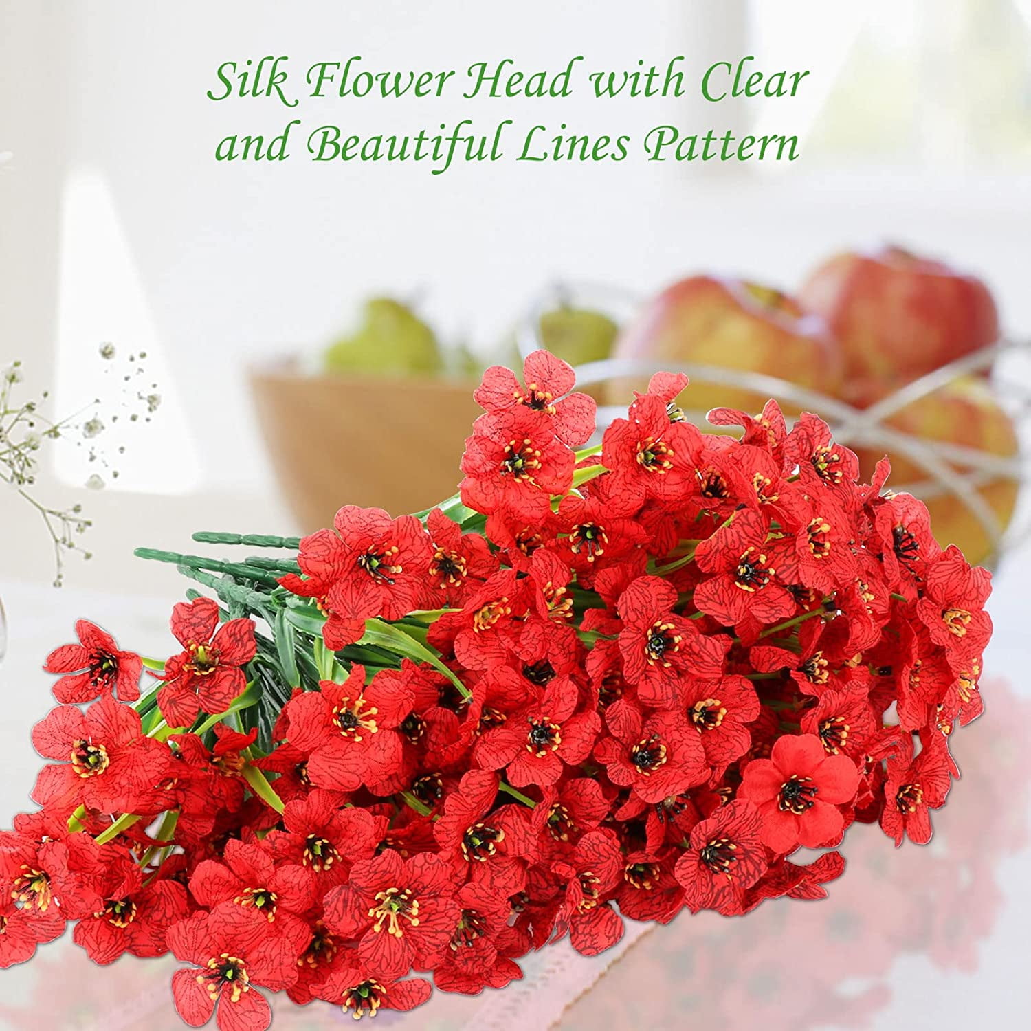 Sinhoon 6/12/18 Bundles Artificial Flowers UV Resistant Fake Flowers for Outdoor No Fade Faux Plastic Greenery Shrubs Garden Decor