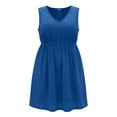 thumbnail image 6 of Nmnitkp Plus Size Swimsuit Cover Up Dress, Women's V-Neck Sleeveless Eyelet Embroidery Beach Dress, Casual Summer Short Dress Blue,XL, 6 of 6