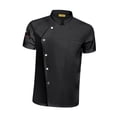 thumbnail image 2 of Chaqueta de chef de manga corta con botones a presión para hombre y mujer, ropa de verano para servicio de alimentos 2XL Talla Gris, 2 of 9